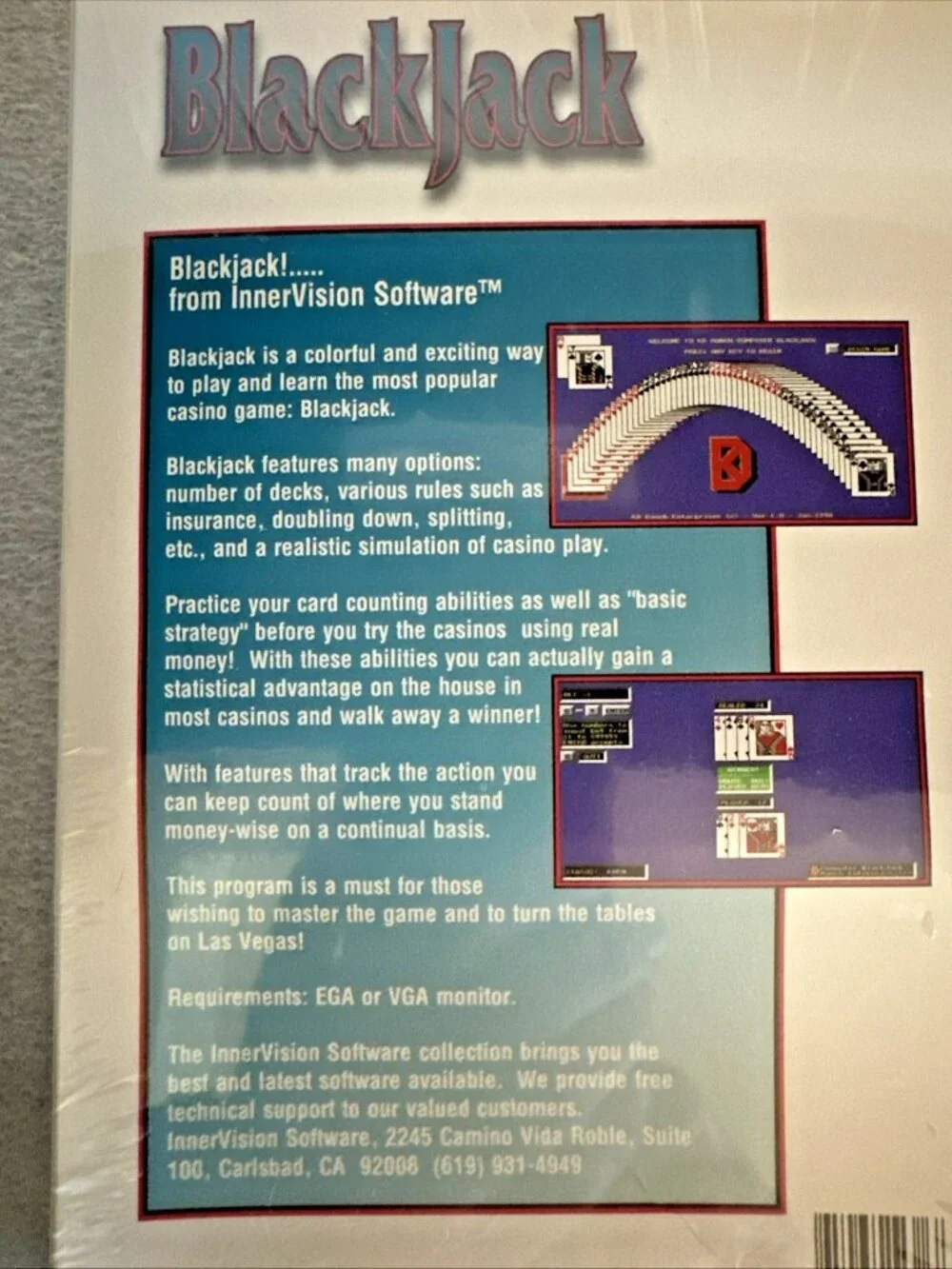 Blackjack Inner Vision Software Big Box PC Game 3.5